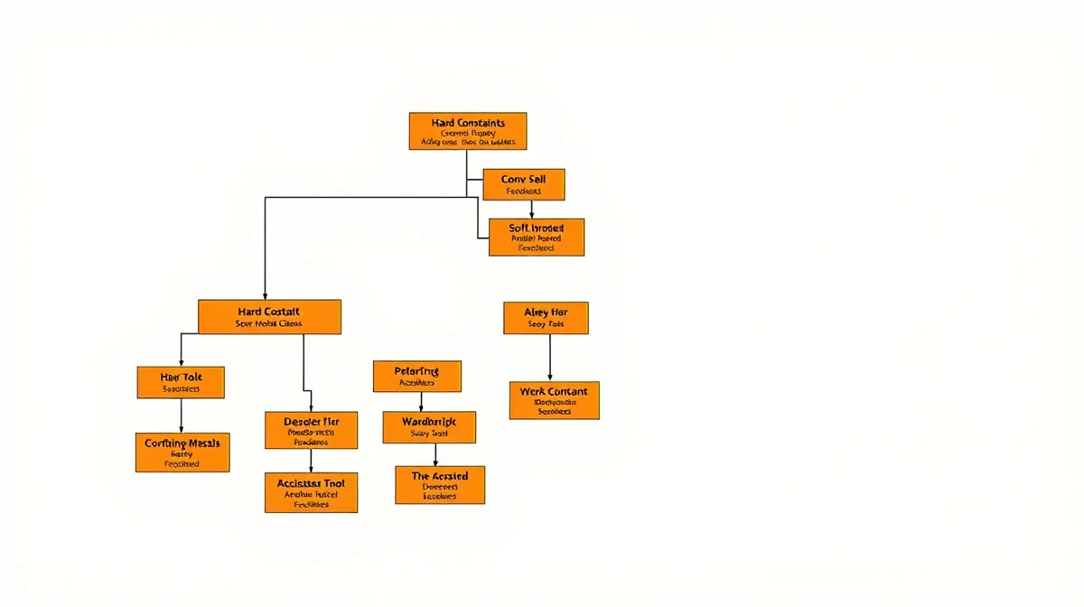 Decision tree for initial model constraint filtering in enterprise ML — showing hard vs soft constraints narrowing the model class selection
